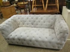 GOOD QUALITY MODERN GREY UPHOLSTERED BUTTONED TWO-SEATER SOFA