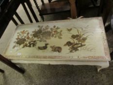 WHITE RECTANGULAR LACQUERED TOP COFFEE TABLE WITH PAINTED SCENE