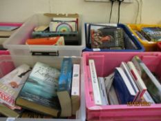 FOUR PLASTIC CRATES OF BOOKS