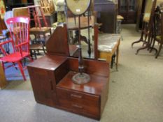 EASTERN HARDWOOD DROP SECTION MIRRORED BACK CHEST WITH SINGLE CUPBOARD DOOR OVER TWO DRAWERS