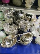 EARLY 20TH CENTURY ELECTRO PLATED FOUR PIECE TEA SET COMPRISING HOT WATER POT, TEA POT, SUGAR