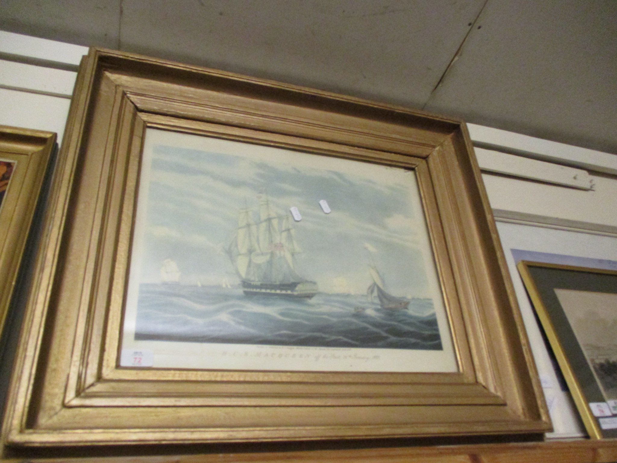 GILT FRAMED PRINT BY H C S MACQUEEN OF A SHIPPING SCENE