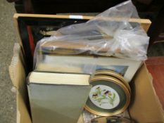 BOX CONTAINING MIXED PICTURES, BOOKS, PRINTS ETC