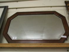 MAHOGANY RECTANGULAR ROPE TWIST EDGE WALL MIRROR WITH CANTED CORNERS