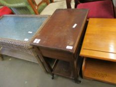 MID-20TH CENTURY OAK FRAMED SEWING BOX ON STAND