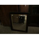 19TH CENTURY ROSEWOOD RECTANGULAR WALL MIRROR WITH GILT SLIP