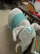 LARGE PLUSH FINISH RETAIL DISPLAY PIECE FORMED AS AN INDIAN ELEPHANT, HEIGHT APPROX 76CM, A