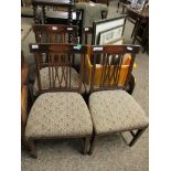 SET OF FOUR EDWARDIAN MAHOGANY AND SATINWOOD BANDED DINING CHAIRS