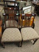 SET OF FOUR EDWARDIAN MAHOGANY AND SATINWOOD BANDED DINING CHAIRS