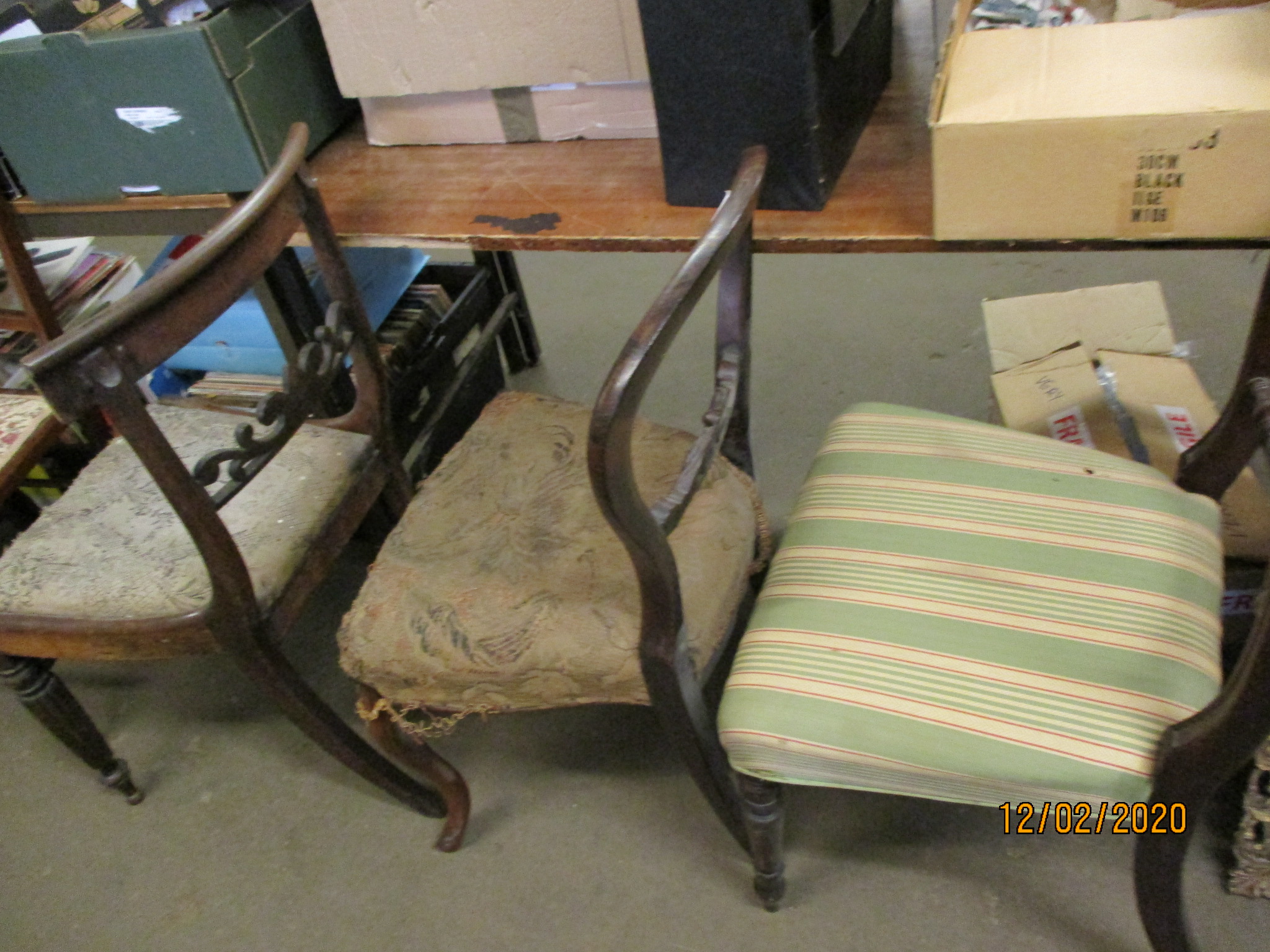 ROSEWOOD CARVED BAR BACK DINING CHAIR WITH FLUTED LEGS AND A ROSEWOOD BALLOON BACK DINING CHAIR WITH