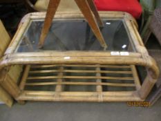 BAMBOO FRAMED GLASS TOP CONSERVATORY TABLE