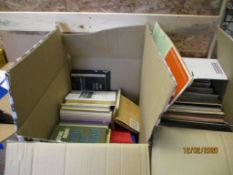 THREE BOXES OF BOOKS TO INCLUDE VINYL RECORDS (3)