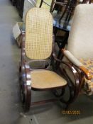 BENTWOOD CANE SEATED AND BACK ROCKING CHAIR