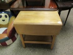 SMALL LIGHT OAK DROP LEAF TWO-TIER SIDE TABLE