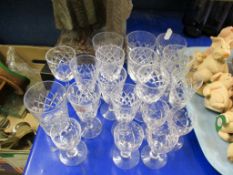 PART SUITE OF CUT GLASS TO INCLUDE SHERRY GLASSES, THREE TUMBLERS ETC