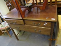 EDWARDIAN MAHOGANY TWO OVER SINGLE FULL WIDTH DRAWER SIDE TABLE