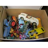 BOX CONTAINING MIXED DIE-CAST TOY VEHICLES (PLAYWORN)