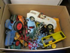 BOX CONTAINING MIXED DIE-CAST TOY VEHICLES (PLAYWORN)