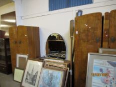 GOOD ART DECO TYPE THREE PIECE BEDROOM SUITE COMPRISING TWO DOUBLE DOOR WARDROBES, A FURTHER