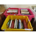 THREE PLASTIC CRATES OF BOOKS