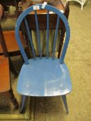 BLUE PAINTED STICK BACK KITCHEN CHAIR