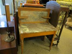 19TH CENTURY SATINWOOD MARBLE TOP AND BACKED WASH STAND