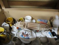 BOX CONTAINING CHINA WARES, CRESTED WARES ETC