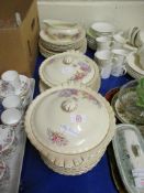 QUANTITY OF J & G MEAKIN FLORAL RIMMED DINNER/TEA WARES