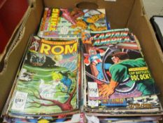 BOX OF MARVEL COMICS TO INCLUDE CAPTAIN AMERICA, ROM AND THING
