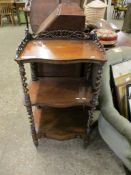 19TH CENTURY ROSEWOOD THREE TIER WHATNOT WITH SINGLE DRAWER TO BASE WITH TWISTED COLUMN SUPPORTS AND