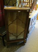 1930S/1940S WALNUT CORNER CUPBOARD WITH SINGLE GLAZED DOOR RAISED ON PAD FEET