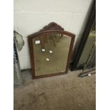 MAHOGANY FRAMED CARVED TOP MIRROR