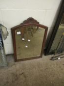 MAHOGANY FRAMED CARVED TOP MIRROR