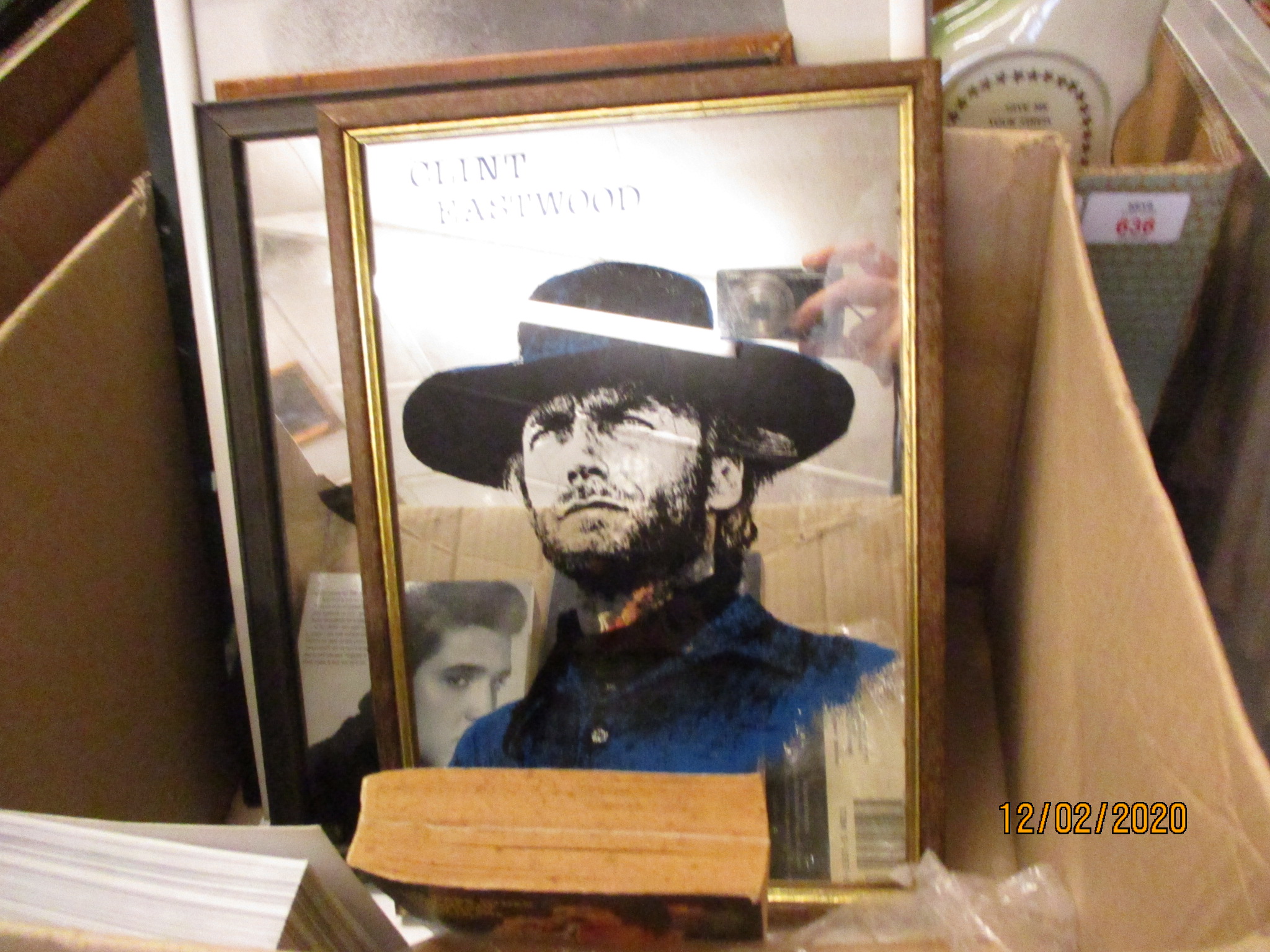 BOX CONTAINING ELVIS AND CLINT EASTWOOD MEMORABILIA