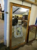 GOOD QUALITY REPRODUCTION LARGE RECTANGULAR GILT FRAMED WALL MIRROR WITH BEVELLED GLASS