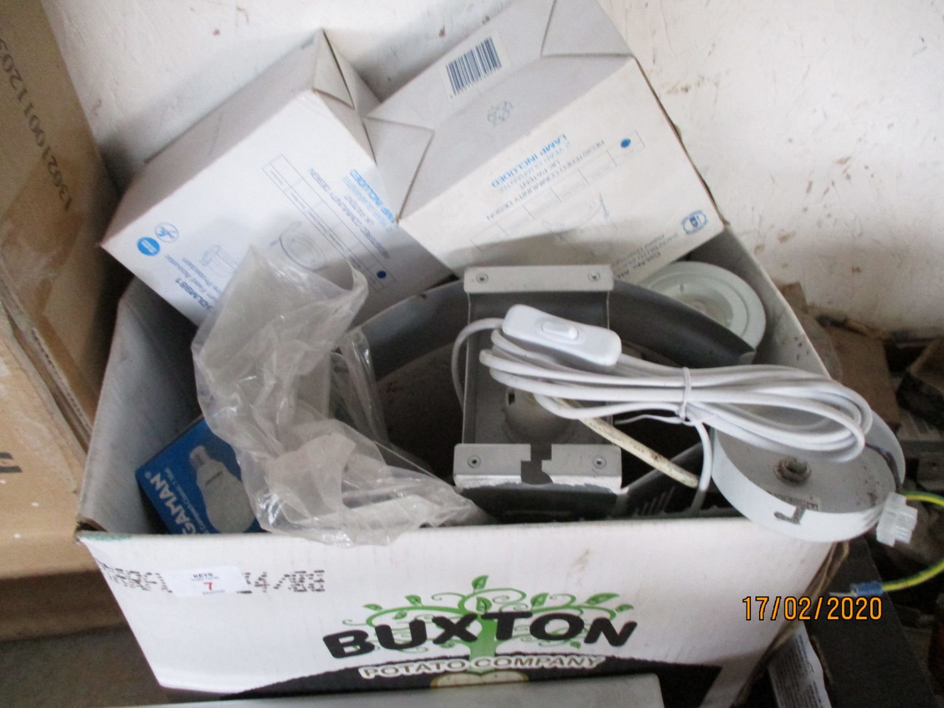 Box of various light and electrical fittings