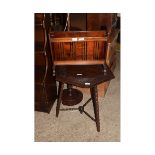 CARVED TOP HEXAGONAL OCCASIONAL TABLE AND A MODERN MAGAZINE RACK