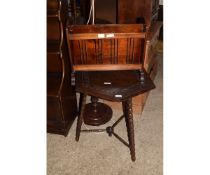 CARVED TOP HEXAGONAL OCCASIONAL TABLE AND A MODERN MAGAZINE RACK