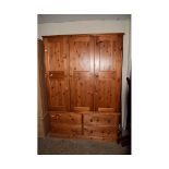 MODERN PINE TRIPLE WARDROBE WITH DRAWERS BELOW