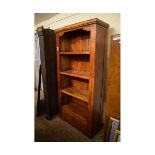 RETRO STAINED WOOD FOUR-SHELF BOOKCASE WITH TWO DRAWERS BELOW