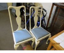 PAIR OF WHITE PAINTED QUEEN ANNE STYLE DINING CHAIRS