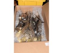 BOX VARIOUS PLATED CUTLERY AND GLASS WARE