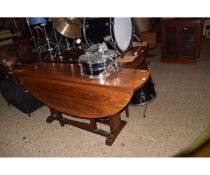 LARGE MAHOGANY REPRODUCTION DROP LEAF GATE LEG DINING TABLE