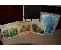 FOUR VARIOUS VARNISHED PRINTS AND ONE OTHER