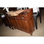 MAHOGANY TRAY TOP THREE DRAWER LARGE WASH STAND WITH CUPBOARD BELOW