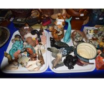 COLLECTION OF VARIOUS ANIMAL MODELS, ROYAL DOULTON TONY WELLER CHARACTER JUG ETC (2 TRAYS)