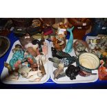 COLLECTION OF VARIOUS ANIMAL MODELS, ROYAL DOULTON TONY WELLER CHARACTER JUG ETC (2 TRAYS)