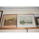 B PETERS SIGNED MODERN WATERCOLOUR AND FURTHER REPRODUCTION PRINT AFTER COTMAN