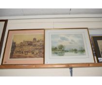 B PETERS SIGNED MODERN WATERCOLOUR AND FURTHER REPRODUCTION PRINT AFTER COTMAN