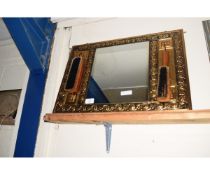 BRASS PLATED WALL MOUNTING MIRROR/VALET SET